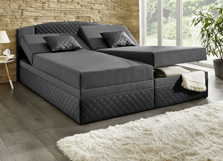 Betten - Boxspringbett mit Bettkästen, in Farbe SCHWARZ-ANTHRAZIT Ansicht 1