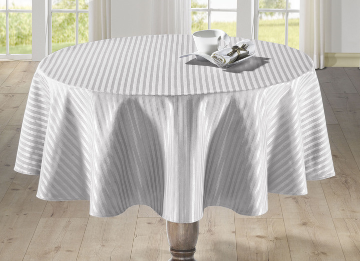 Tischdecken - Feine Tisch- und Raumdekoration mit glänzendem Streifendessin, in Größe 100 (Läufer, 40/150 cm) bis 404 (Kissenbezug, 40/ 40 cm), in Farbe CHAMPAGNER Ansicht 2