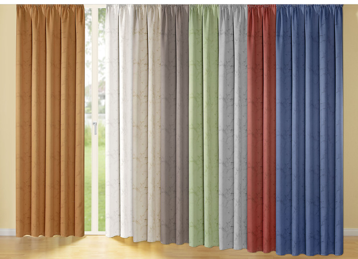 Klassisch - Blickdichter Verdunkelungsschal mit Kräuselband, in Größe 358 (H145xB140 cm) bis 456 (H245xB140 cm), in Farbe TERRA Ansicht 2