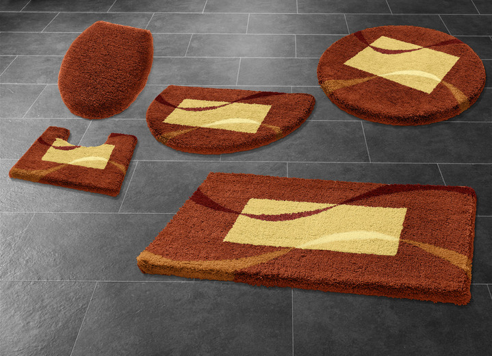 - Wunderbar weiche Badgarnitur von Grund, in Größe 100 (Vorleger halbrund, 50/ 80 cm) bis 112 (WC-Deckelbezug, 47/ 50 cm), in Farbe TERRA Ansicht 2