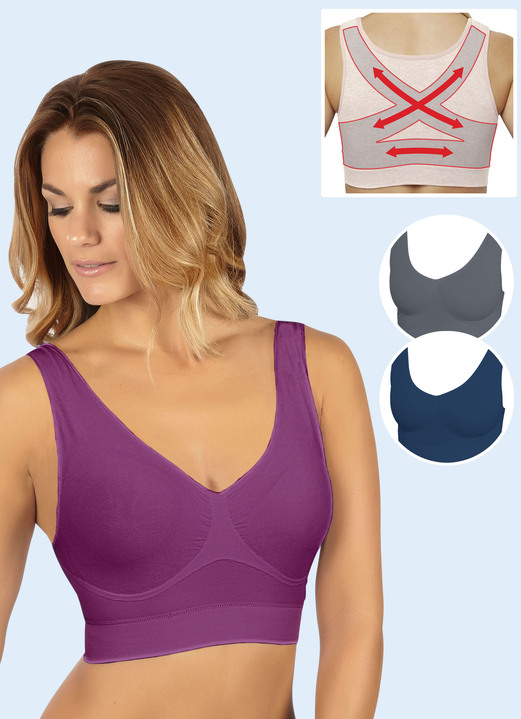 Shapewear - Nahtloser Komfort-BH 3er-Set, in Größe 3XL (52/54) bis XXL (48/50), in Farbe SCHWARZ-WEISS-HAUT Ansicht 4