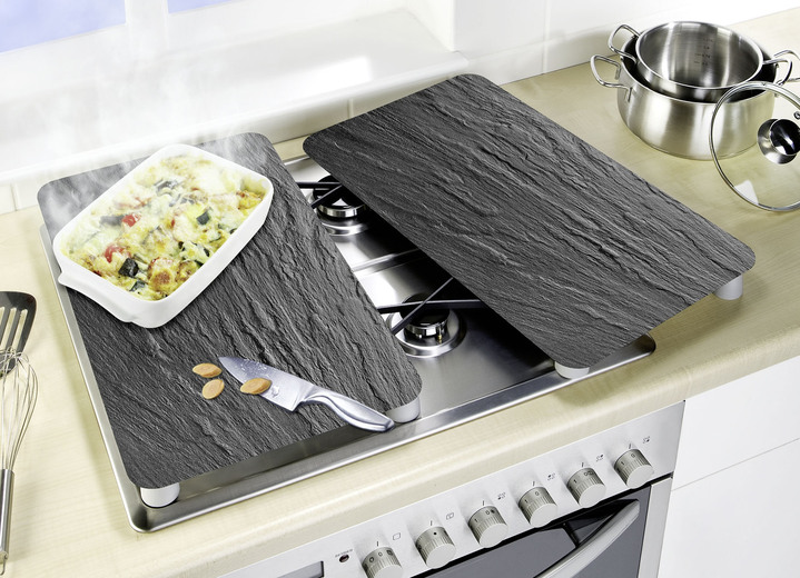 Wenko - Herdabdeckplatten Schiefer, 2er-Set, in Farbe SCHIEFER Ansicht 1