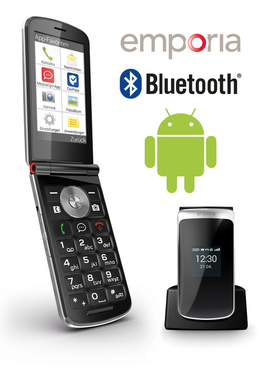 Smartphones & Telefone - Emporia TOUCHsmart2 Klapp-Smartphone, in Farbe SCHWARZ-SILBER Ansicht 1