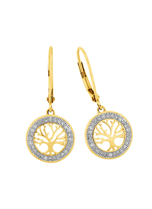 - Lebensbaum-Ohrringe mit Diamanten, in Farbe  Ansicht 2
