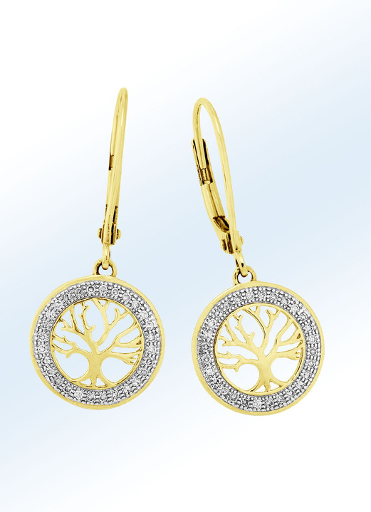 mit Diamanten - Lebensbaum - Ohrringe mit Diamanten , in Farbe  Ansicht 1