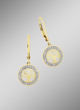 Lebensbaum-Ohrringe mit Diamanten
