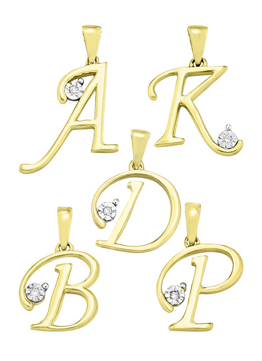 mit Diamanten - Buchstabenanhänger mit Brillant, in Farbe , in Ausführung Buchstabe D Ansicht 2