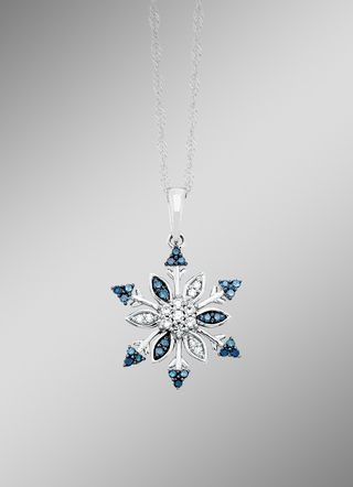 Anhänger Schneeflocke mit weißen und blauen Diamanten