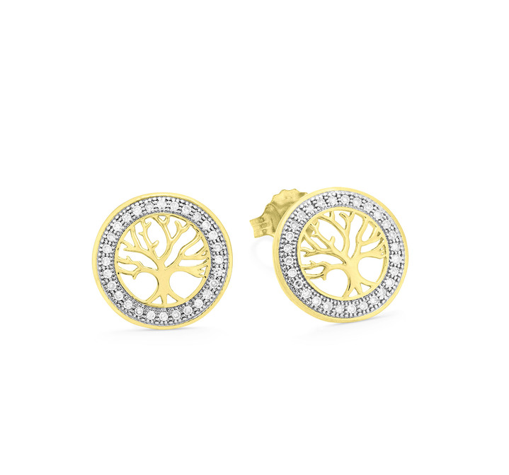 - Moderne Lebensbaum Ohrstecker, in Farbe  Ansicht 2