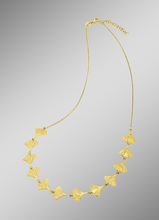 Mattierte Halskette mit Glücksbringer Ginkgoblatt