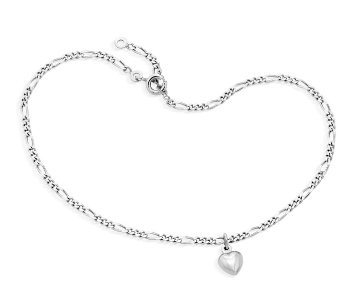 - Zartes Figaro-Fußkettchen mit Herz-Anhänger, in Farbe  Ansicht 4
