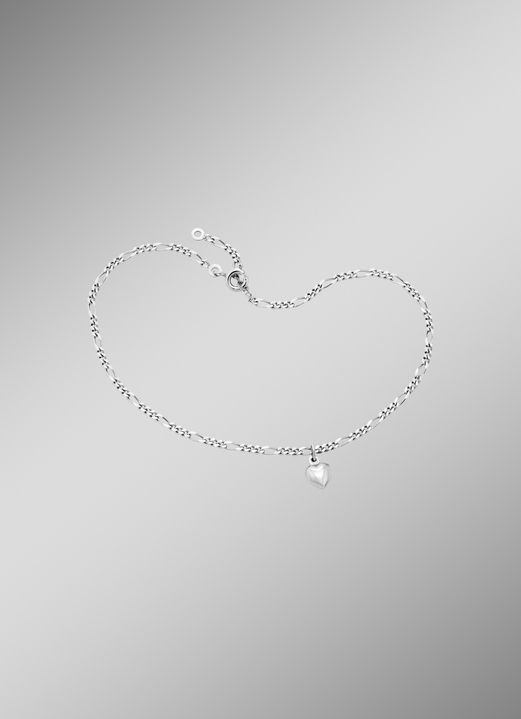- Zartes Figaro-Fußkettchen mit Herz-Anhänger, in Farbe  Ansicht 2