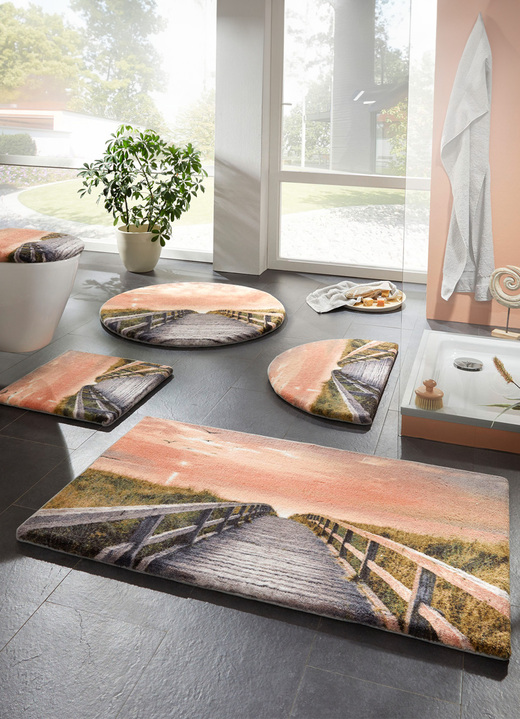 Badgarnituren - Badgarnitur, auch für Rollstuhl und Rollator geeignet Ansicht 3 Badgarnituren - Badgarnitur, auch für Rollstuhl und Rollator geeignet, in Größe 100 (Vorleger halbrund, 50/ 80 cm) bis 112 (WC-Deckelbezug, 47/ 50 cm), in Farbe BUNT Ansicht 3