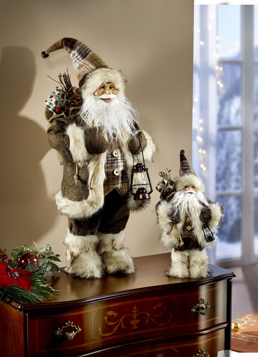 Weihnachtliche Dekorationen - Imposanter  Weihnachtsmann, in Farbe BRAUN-CREME, in Ausführung Weihnachtsmann, klein