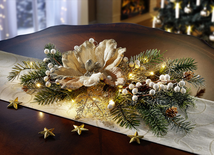 Weihnachten - Beleuchteter Tischaufleger, batteriebetrieben, in Farbe GOLD
