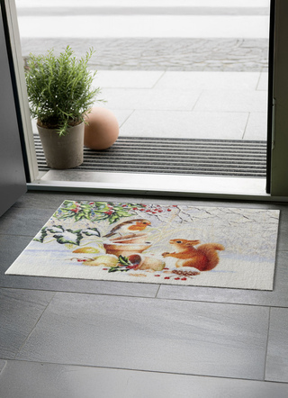 Fußmatten - Fußmatte Eichhörnchen mit Vogel, in Farbe BUNT