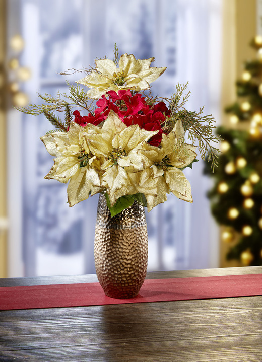 Weihnachten - Poinsettia-Gesteck in Vase, in Farbe CREME-ROT