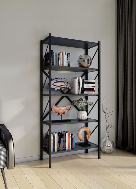 Regale & Schränke - Standregal mit Rahmen aus Metall, in Farbe HONIGEICHE, in Ausführung Mit 3 Böden Ansicht 6