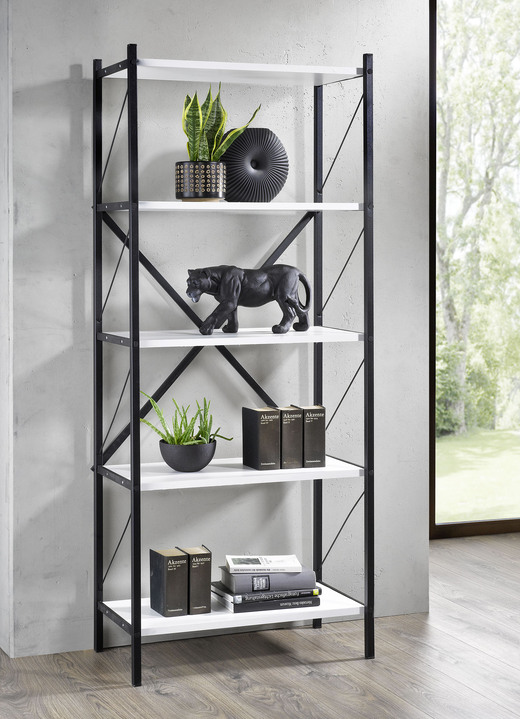 Regale & Schränke - Standregal mit Rahmen aus Metall, in Farbe HONIGEICHE, in Ausführung Mit 3 Böden Ansicht 3