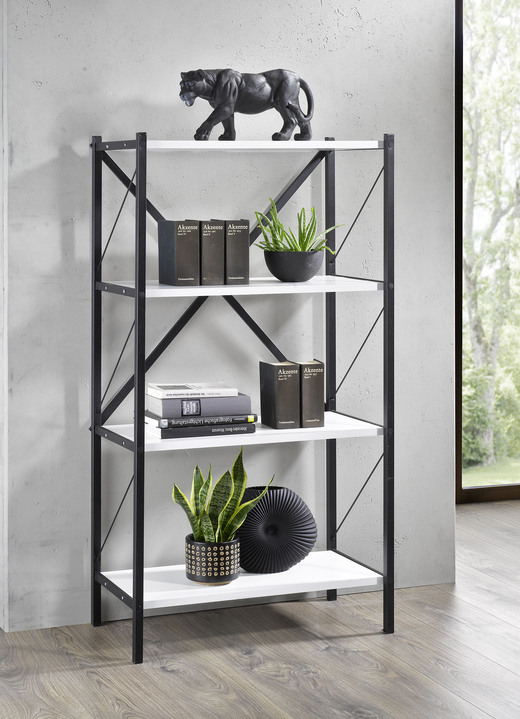 Regale & Schränke - Standregal mit Rahmen aus Metall, in Farbe HONIGEICHE, in Ausführung Mit 3 Böden Ansicht 5