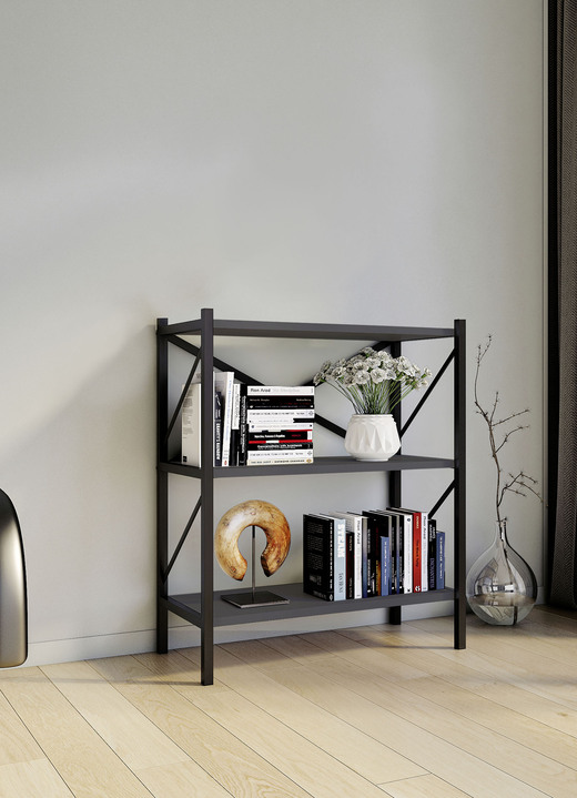 Regale & Schränke - Standregal mit Rahmen aus Metall, in Farbe HONIGEICHE, in Ausführung Mit 3 Böden Ansicht 8