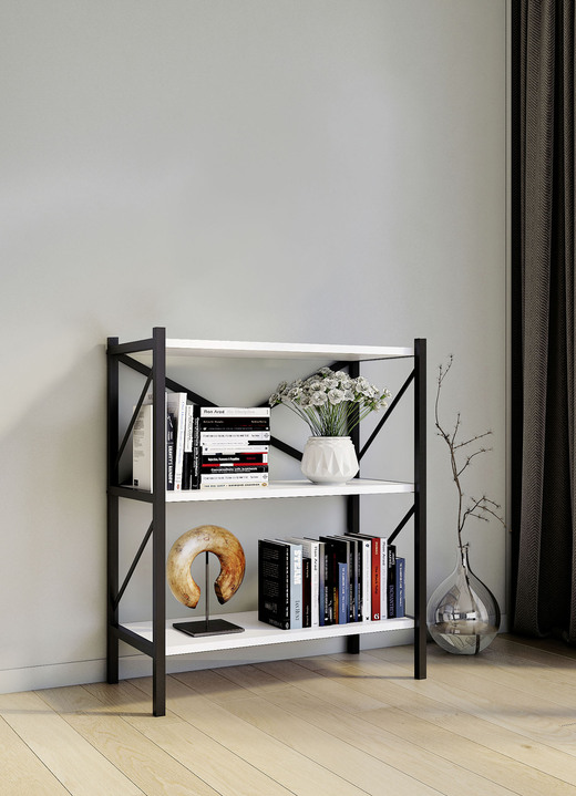 Regale & Schränke - Standregal mit Rahmen aus Metall, in Farbe HONIGEICHE, in Ausführung Mit 3 Böden Ansicht 9