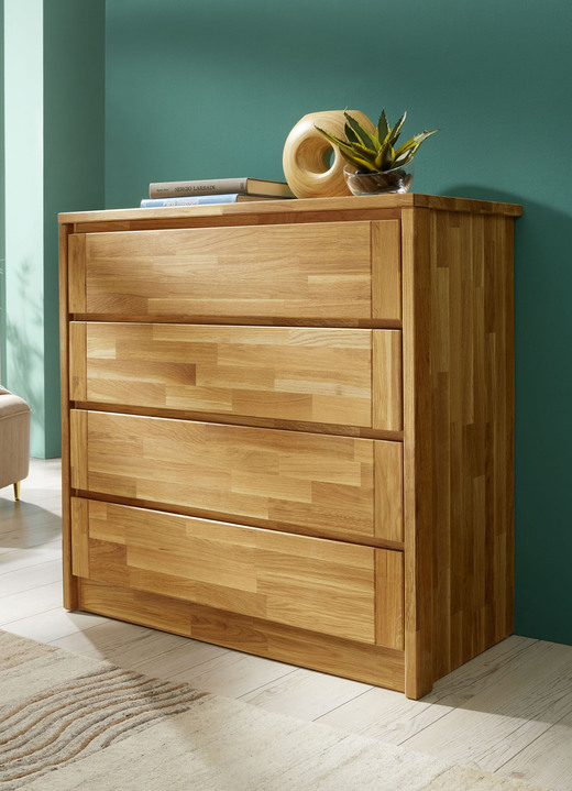 Sideboards & Kommoden - Kommodenserie aus Massivholz mit  Soft-Close, in Farbe WILDEICHE, in Ausführung Schubladenkommode, schmal Ansicht 3