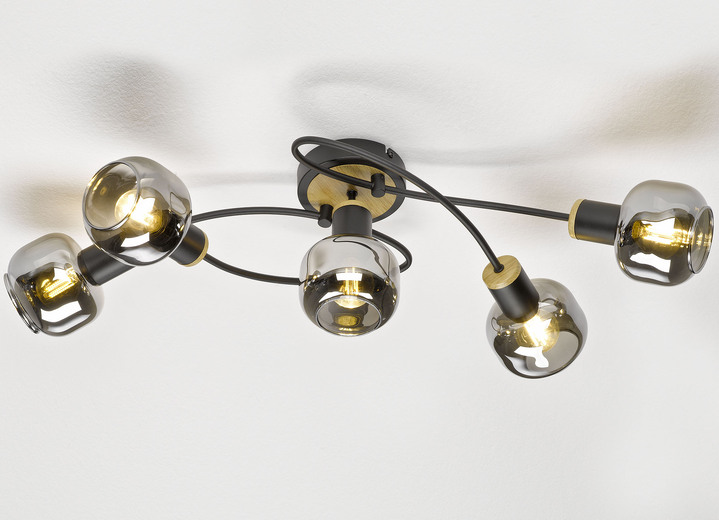 Lampen & Leuchten - Stilechte Deckenleuchten mit getöntem Glas, in Farbe MESSING, in Ausführung Deckenleuchte, 2-flammig Ansicht 3