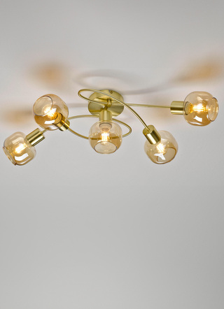 Lampen & Leuchten - Stilechte Deckenleuchten mit getöntem Glas, in Farbe MESSING, in Ausführung Deckenleuchte, 2-flammig – Farbe MESSING – Ansicht 