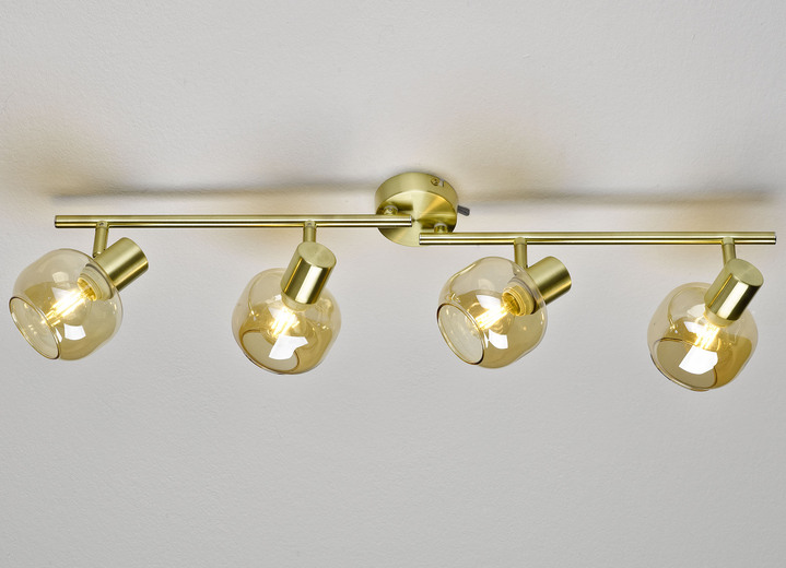 Lampen & Leuchten - Stilechte Deckenleuchten mit getöntem Glas, in Farbe MESSING, in Ausführung Deckenleuchte, 2-flammig Ansicht 4