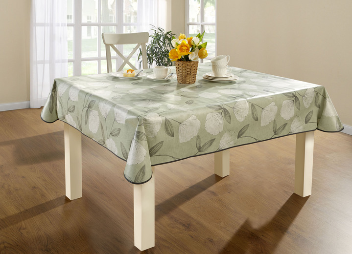 Tischdecken - Wachstuch-Tischdecke mit Ginkgo-Motiven, in Größe 108 (Tischdecke, 80/ 80 cm) bis 190 (Tischdecke oval, 140/190 cm), in Farbe TERRA Ansicht 4