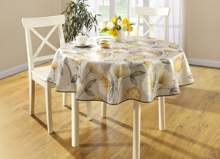 Tischdecken - Wachstuch-Tischdecke mit Ginkgo-Motiven, in Größe 108 (Tischdecke, 80/ 80 cm) bis 190 (Tischdecke oval, 140/190 cm), in Farbe TERRA Ansicht 3