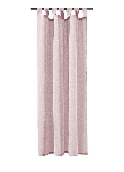 Klassisch - Übergardine in Leinenoptik, in Größe 358 (H145xB140 cm) bis 456 (H245xB140 cm), in Farbe ROSÉ, in Ausführung Mit Schlaufen Ansicht 1