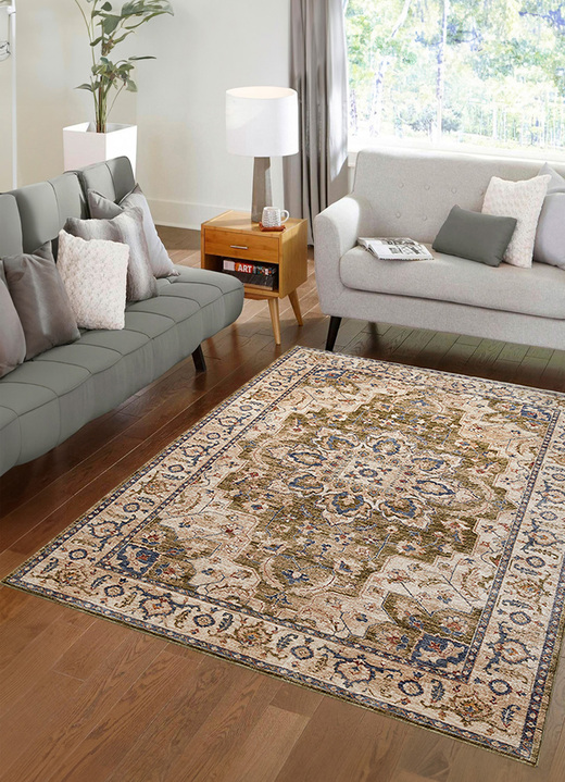 Klassisch - Exquisite Brücken und Teppiche mit orientalischem Flair, in Größe 113 (80x150 cm) bis 286 (240x300 cm), in Farbe GRÜN Ansicht 1