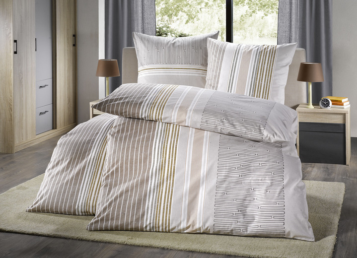 Bettwäschegarnituren - Bettwäsche-Garnitur aus 100% Baumwolle, in Größe 112 (80/80 cm + 135/200 cm) bis 115 (80/80 cm + 155/220 cm), in Farbe SILBER Ansicht 2