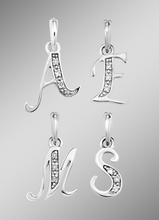 mit Diamanten - Buchstaben-Anhänger aus Weißgold mit Diamanten, in Farbe , in Ausführung Buchstabe X