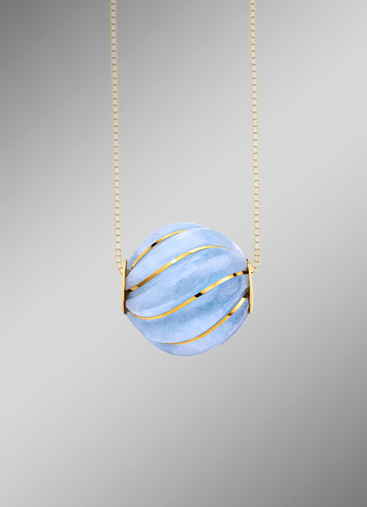 mit Edelsteinen - Anhänger mit echt Aquamarin, in Farbe