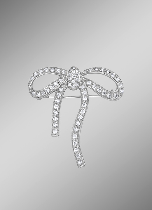 Damen-Modeschmuck - Anstecknadel Schleife mit synth. Zirkonia, in Farbe  Ansicht 1