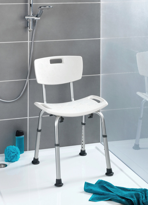 Hilfsmittel - 2-in-1 Badestuhl/-hocker für sicheres Baden und Duschen, in Farbe WEISS Ansicht 1