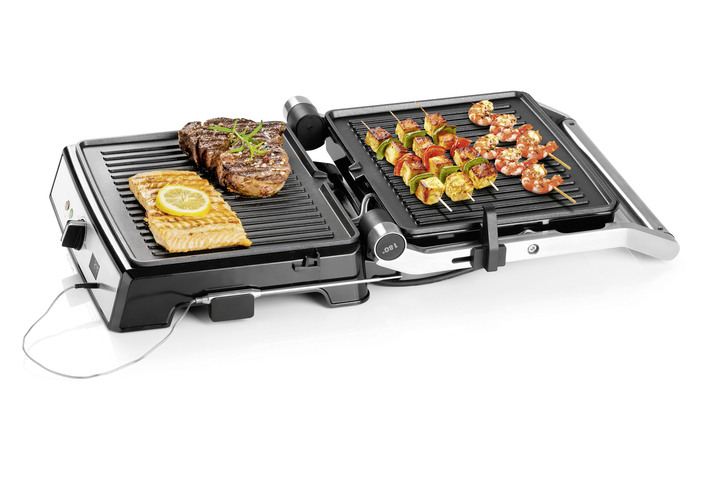 - Kontaktgrill mit antihaftbeschichteten Grillplatten, in Farbe EDELSTAHL-SCHWARZ Ansicht 2