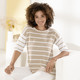 Pullover - Pulli mit pfiffigen Kontrasten – Farbe BEIGE-WEISS Pullover - Pulli mit pfiffigen Kontrasten, in Größe 036 bis 052, in Farbe MARINE-WEISS