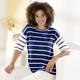 Pullover - Pulli mit pfiffigen Kontrasten – Farbe MARINE-WEISS Pullover - Pulli mit pfiffigen Kontrasten, in Größe 036 bis 052, in Farbe MARINE-WEISS