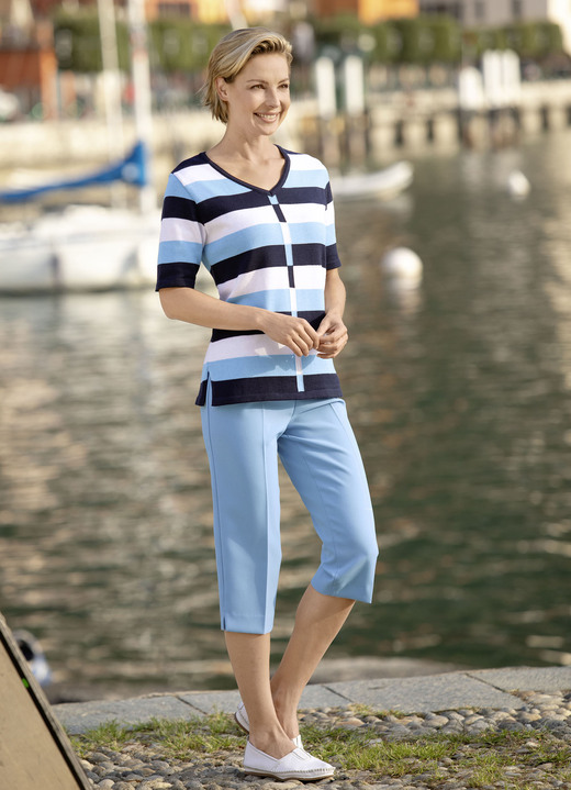 Pullover - Pulli mit Sreifendessin Ansicht 2 Pullover - Pulli mit Sreifendessin, in Größe 038 bis 052, in Farbe MARINE-BLEU-WEISS Ansicht 2