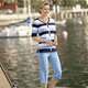 Pullover - Pulli mit Sreifendessin – Farbe MARINE-BLEU-WEISS – Ansicht 2 Pullover - Pulli mit Sreifendessin, in Größe 038 bis 052, in Farbe MARINE-BLEU-WEISS – Farbe MARINE-BLEU-WEISS – Ansicht 2