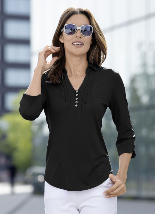 Tuniken - Shirt-Tunika mit Polokragen, in Größe 036 bis 052, in Farbe BEERE Ansicht 3