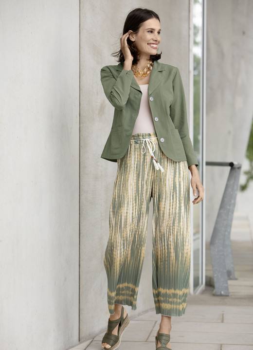 Blusenjacken - Blusenjacke  mit Schulterpolster, in Größe 034 bis 050, in Farbe OCKER Ansicht 4