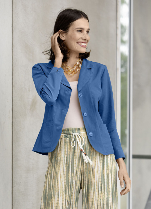 Blusenjacken - Blusenjacke  mit Schulterpolster, in Größe 034 bis 050, in Farbe OCKER Ansicht 5