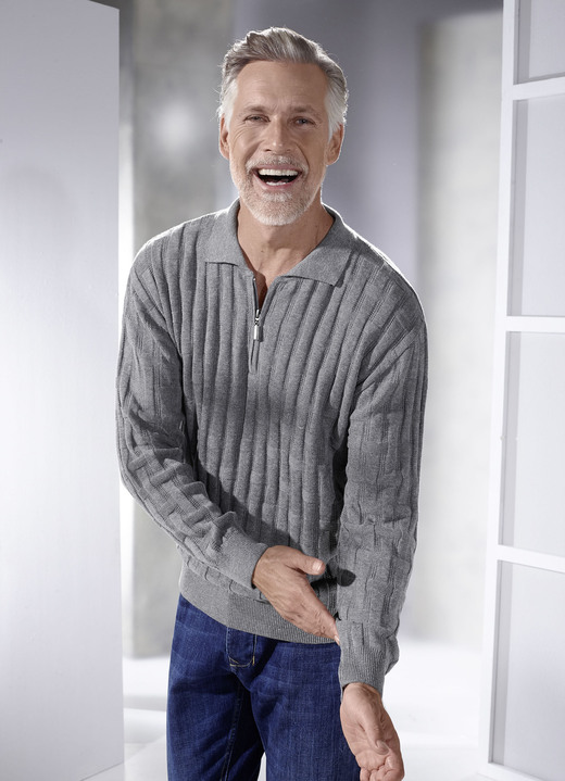 Hemden, Pullover & Shirts - Polopullover mit kurzem Reißverschluss in 3 Farben, in Größe 046 bis 062, in Farbe MINT Ansicht 2