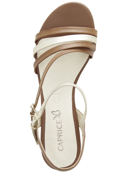 Komfortschuhe - Caprice Sandalette aus teilweise metallisiertem Nappaleder, in Größe 3 1/2 bis 8, in Farbe COGNAC-GOLD Ansicht 3