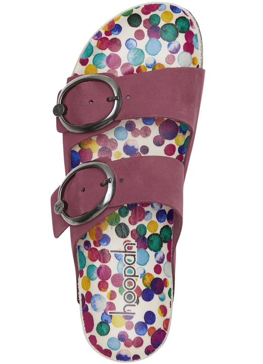 Sandaletten & Pantoletten - Andrea Conti Pantolette mit bunt bedrucktem Lederfußbett, in Größe 036 bis 042, in Farbe GELB Ansicht 8